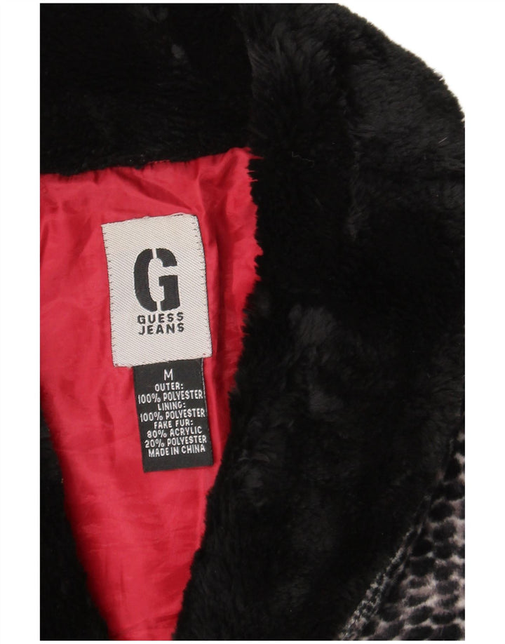 Guess Женская куртка из искусственного меха UK 14 Средне-серый полиэстер с животным принтом