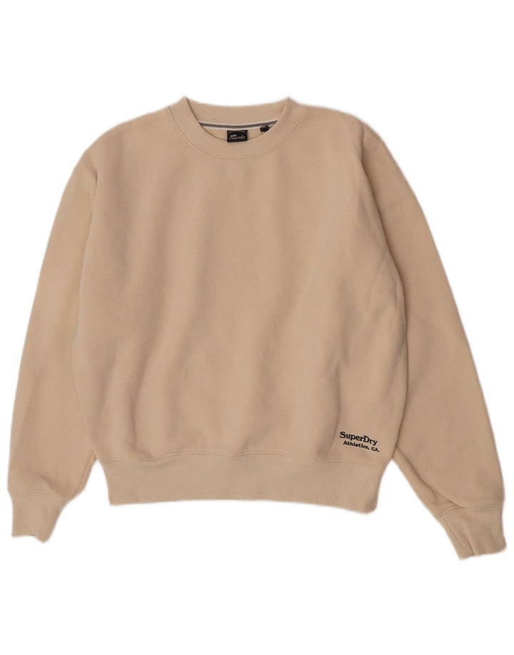 Женский джемпер-толстовка оверсайз Superdry UK 8, маленький бежевый, хлопок