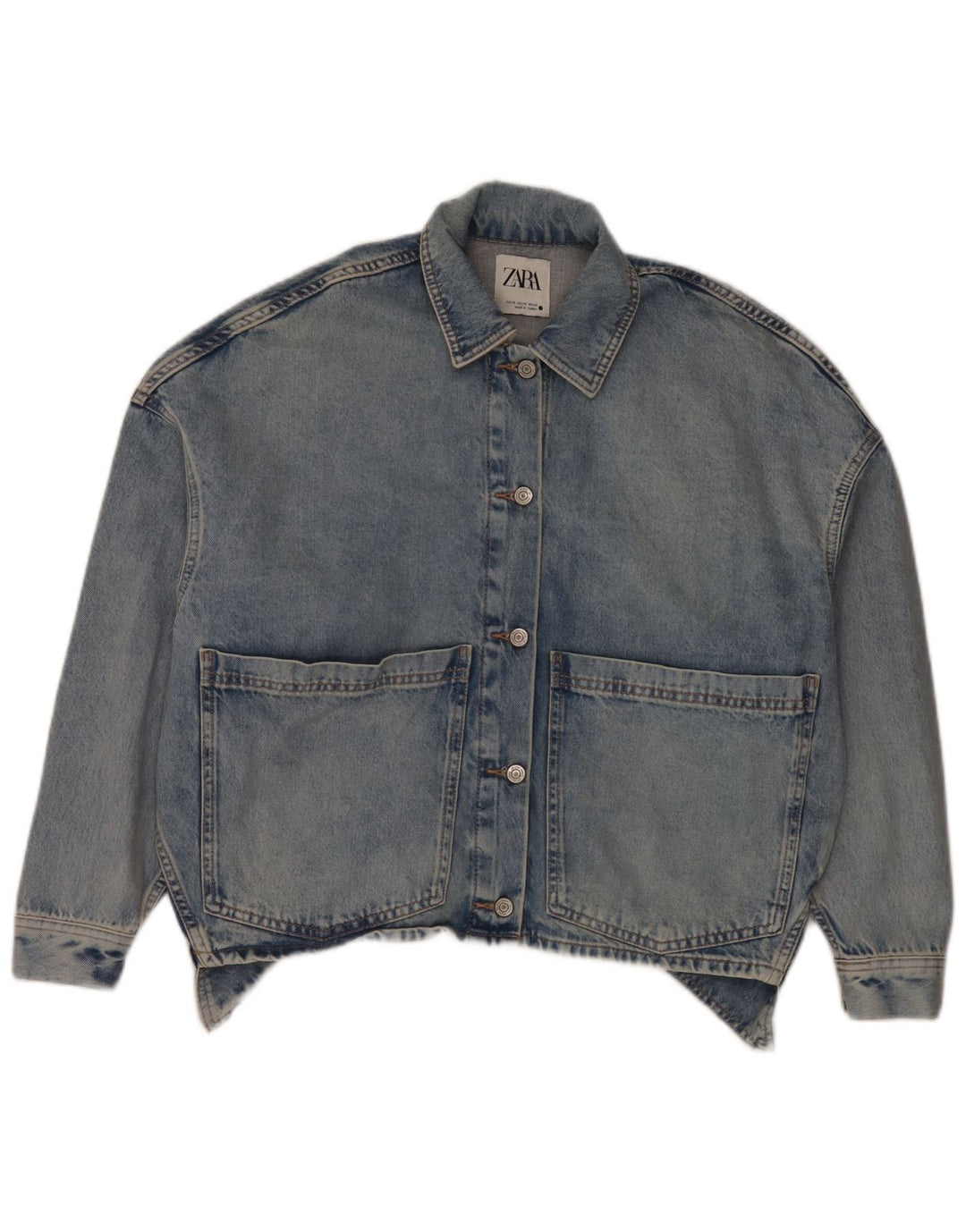 Женская джинсовая куртка оверсайз Zara UK 6 XS, синяя, хлопок