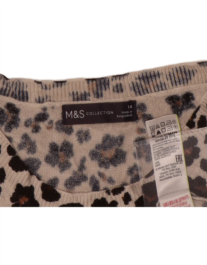 Женский джемпер с круглым вырезом Marks & Spencer UK 14, средний коричневый цвет