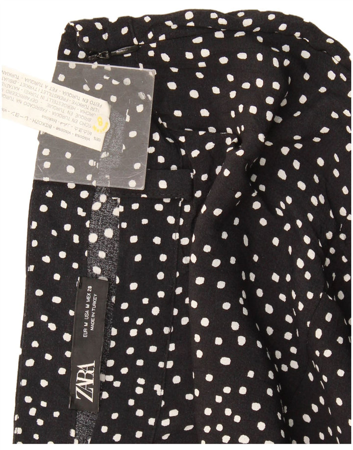 Женские шорты Zara UK 14, средние черные пятнистые вискозы