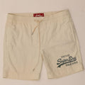SUPERDRY Mens Graphic Swimming Shorts Small Off White Polyester Vintage Superdry and Second-Hand Superdry from Messina Hembry 