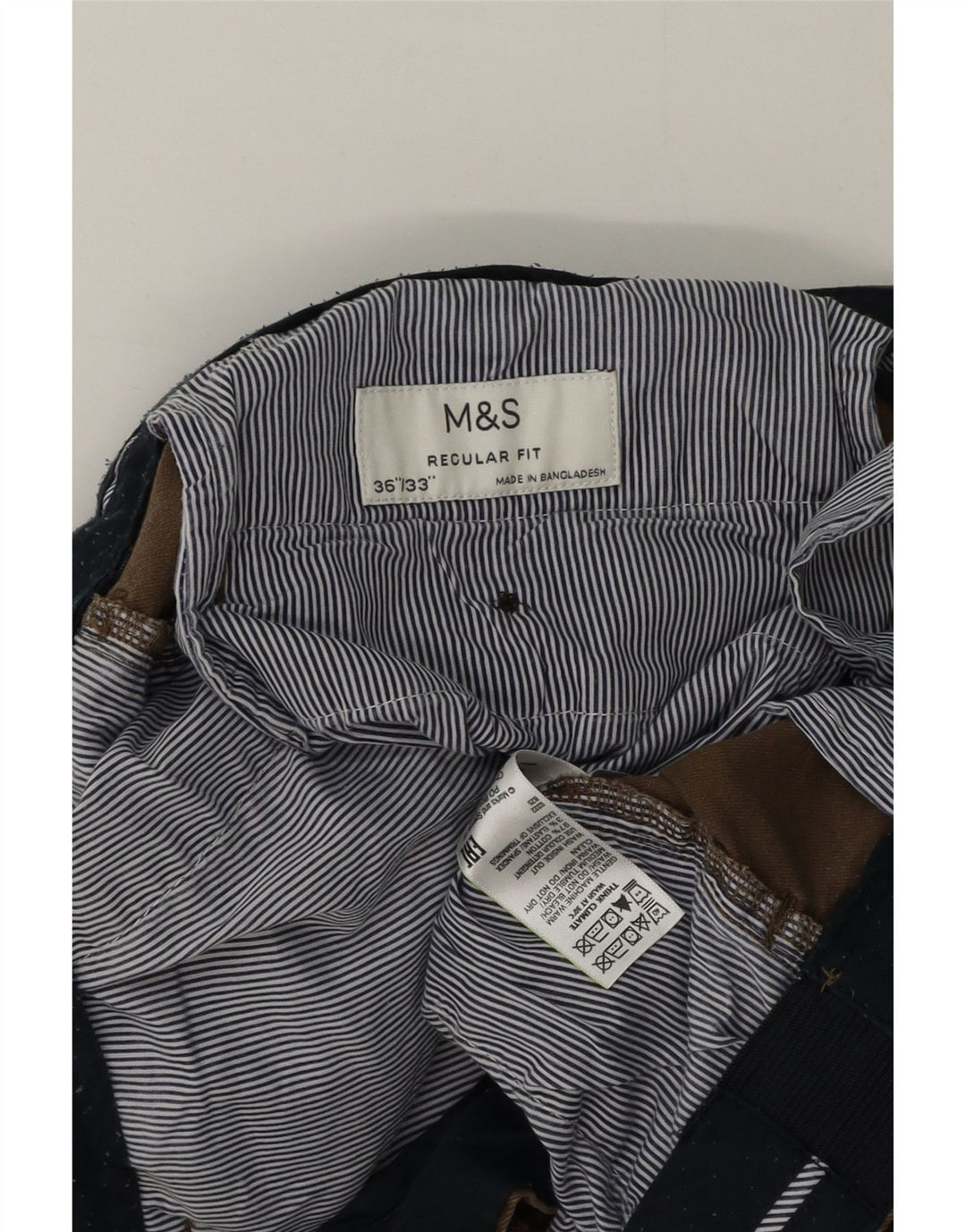 Мужские брюки-чиносы Marks & Spencer стандартного кроя W36 L33 коричневые, хлопковые