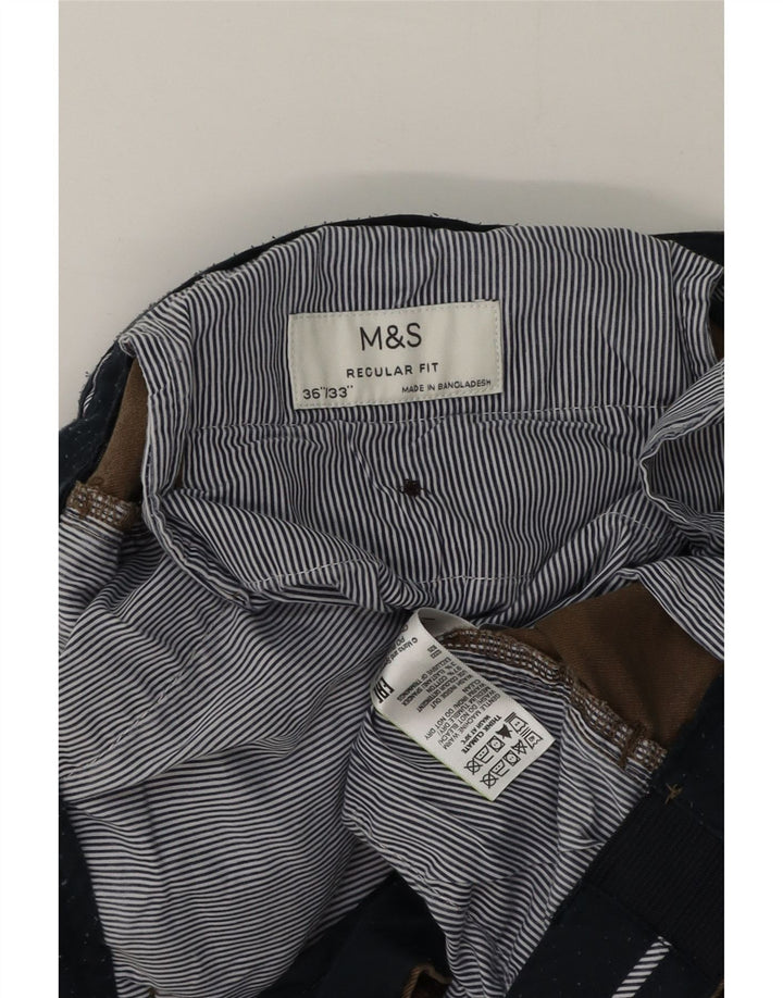 Мужские брюки-чиносы Marks & Spencer стандартного кроя W36 L33 коричневые, хлопковые