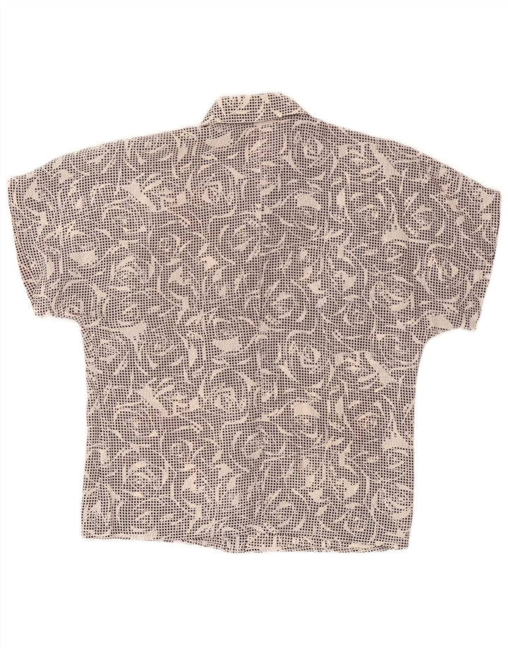 Винтажная женская рубашка с коротким рукавом UK 14, средний черный с узором «гусиные лапки»