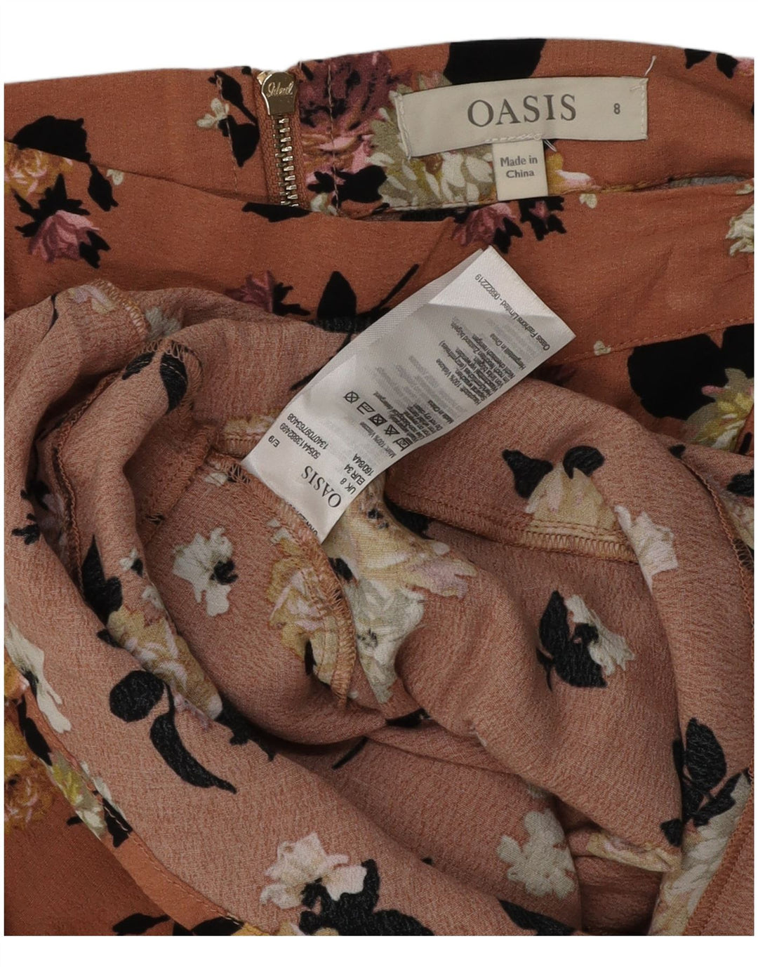 Женская мини-юбка Oasis UK 8, маленькая W28, розовая вискоза с цветочным принтом