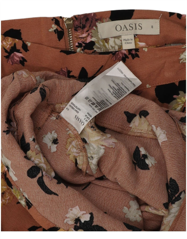 Женская мини-юбка Oasis UK 8, маленькая W28, розовая вискоза с цветочным принтом