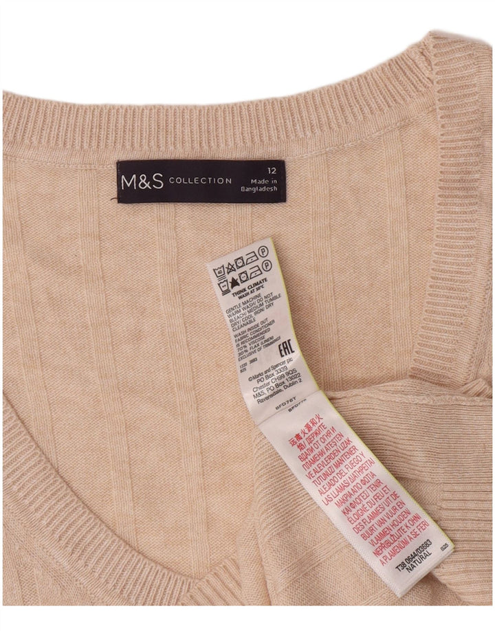 Женская майка без рукавов Marks & Spencer UK 12, средний бежевый, вискоза