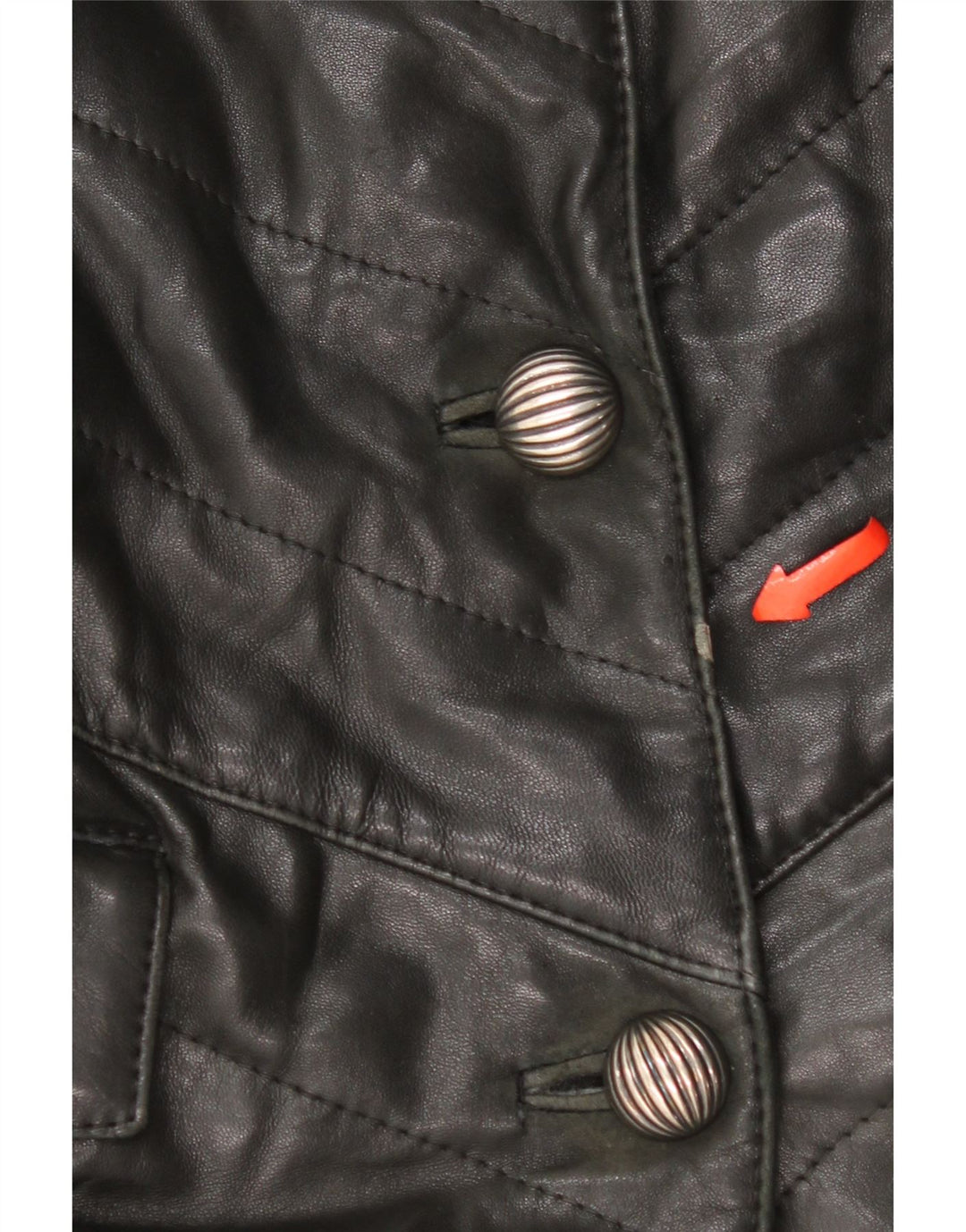 Винтажное женское кожаное пальто UK 14, среднее черное кожаное