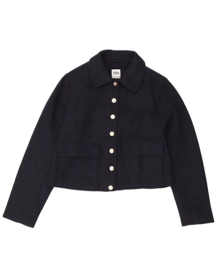 Женский укороченный бомбер Zara UK 6 XS, темно-синий полиэстер