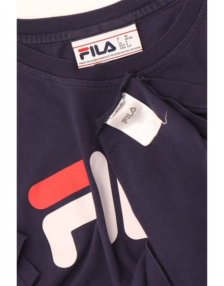 Мужская футболка с рисунком FILA, маленькая, темно-синяя, хлопковая