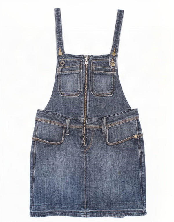 Джинсовая юбка-комбинезон Levi's для девочек 7–8 лет, W22, синяя, хлопок