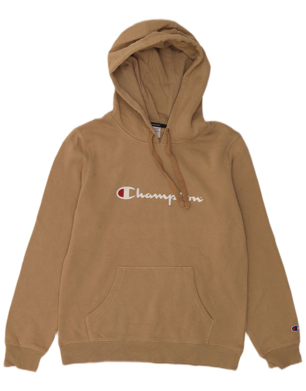 Champion Womens Graphic Hoodie Jumper UK 18 XL Brown Cotton