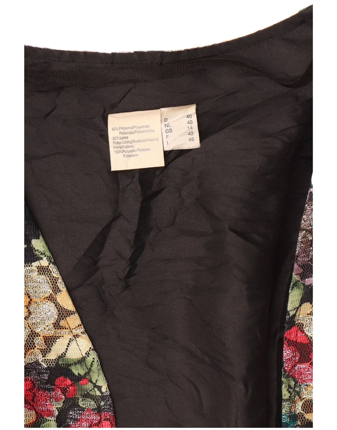 ВИНТАЖНОЕ женское болеро с рукавом 3/4, Великобритания 14, средний разноцветный цветочный принт