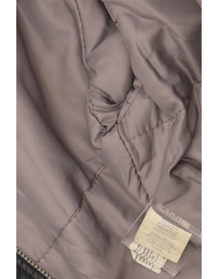 Мужская кожаная куртка VINTAGE UK 40, большая серая кожаная