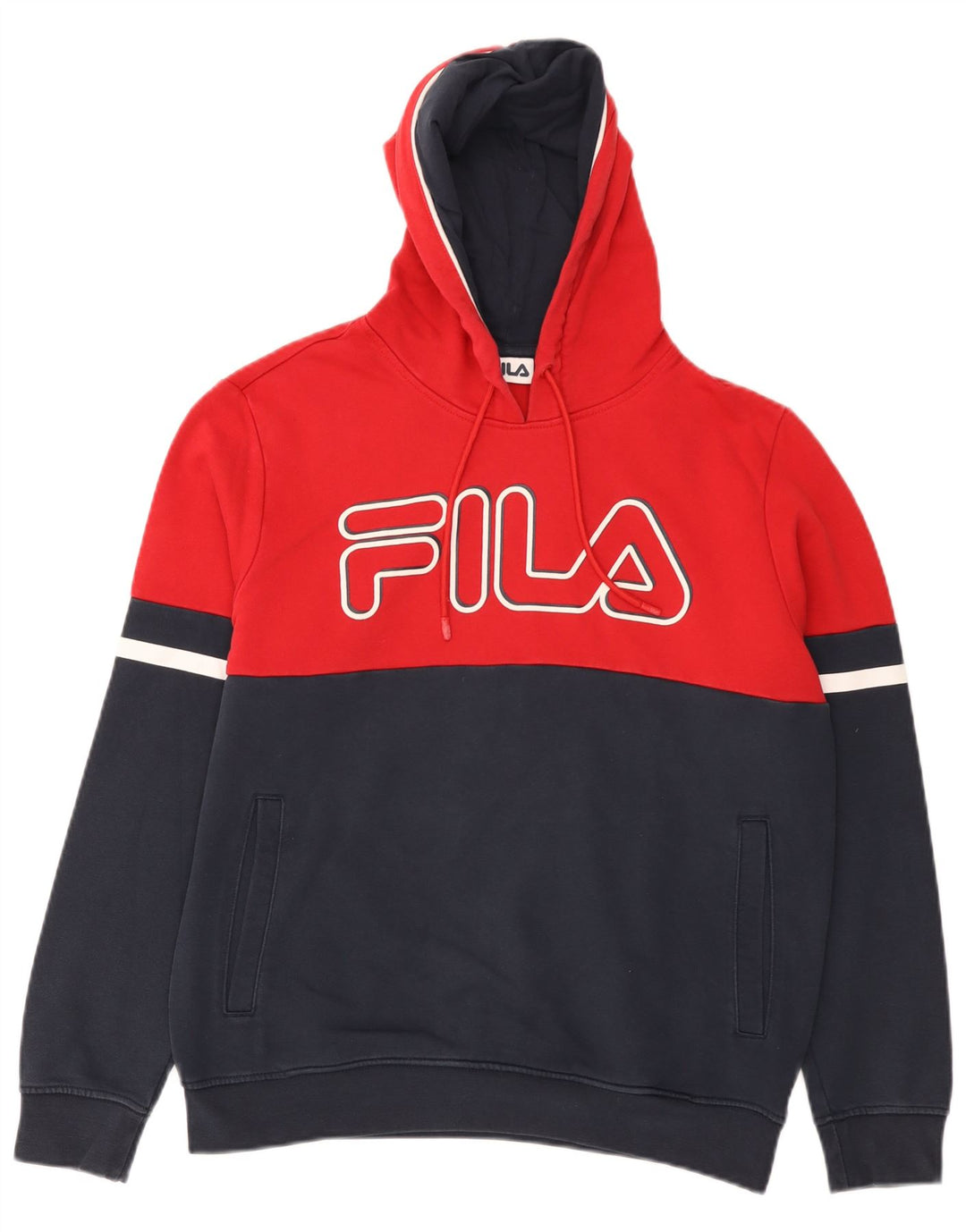 Fila Мужской джемпер с капюшоном с рисунком, маленький красный, цветной блок