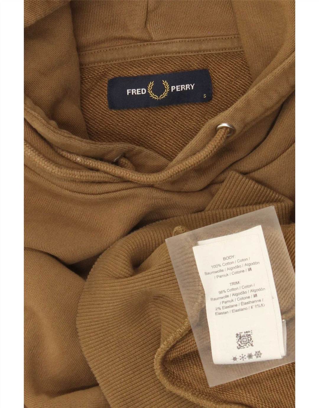 Женский джемпер с капюшоном Fred Perry, маленький бежевый, хлопок