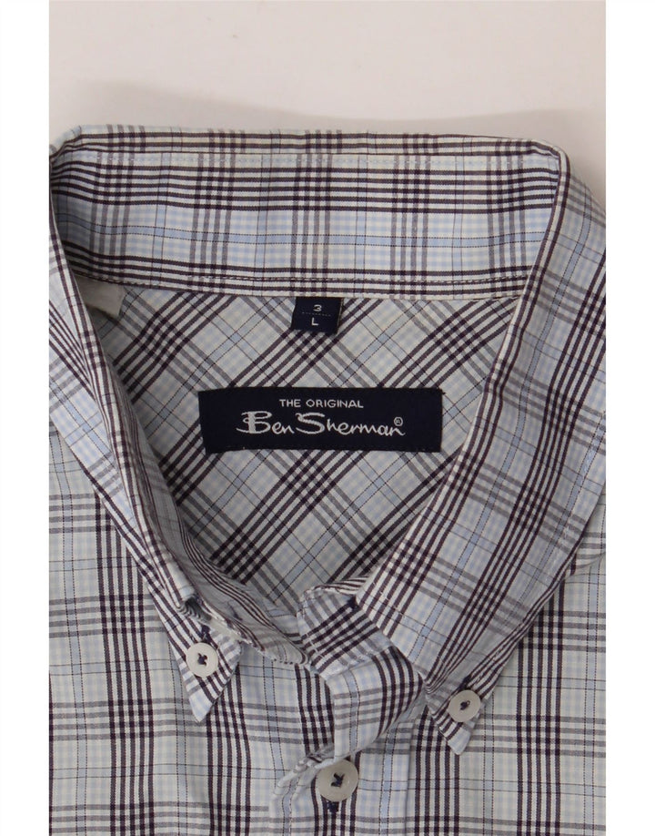 Мужская рубашка с коротким рукавом BEN SHERMAN, большая синяя клетка