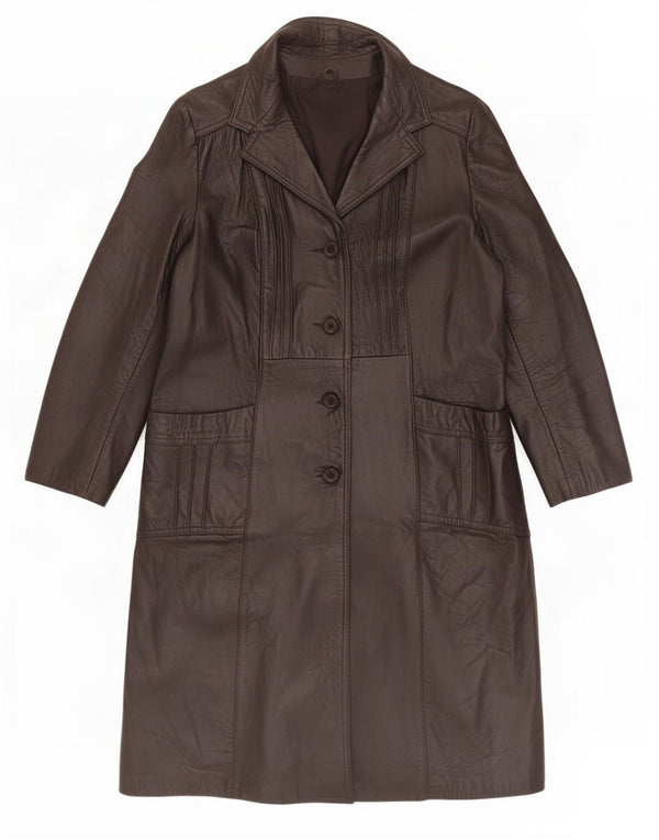 Винтажное женское кожаное пальто UK 18 XL, черное