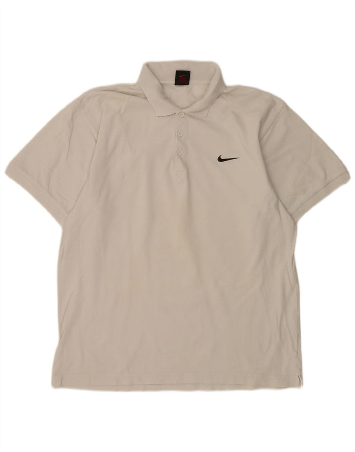Мужская рубашка-поло Nike UK 39/41, средний белый хлопок, белый цвет