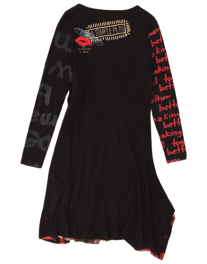 Женское асимметричное платье с рисунком Desigual UK 18 XL, черное в стиле пэчворк