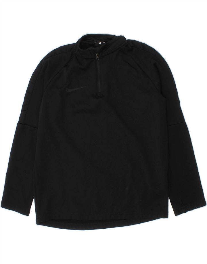 NIKE Boys Dri Fit Zip Neck Pullover Tracksuit Top 8-9 Years Small Black Vintage Nike and Second-Hand Nike from Messina Hembry 