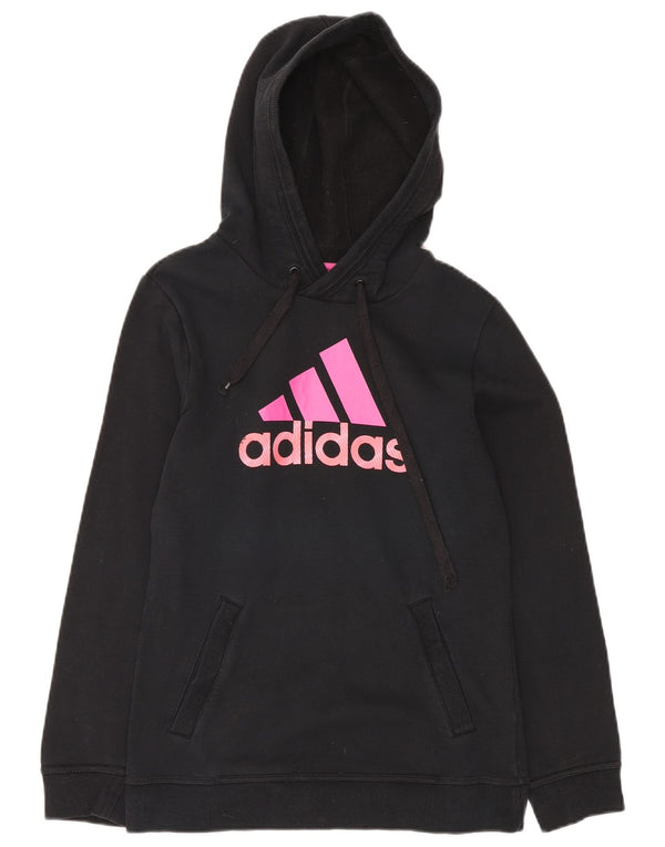Женский джемпер с капюшоном ADIDAS UK 10, маленький, черный, хлопок