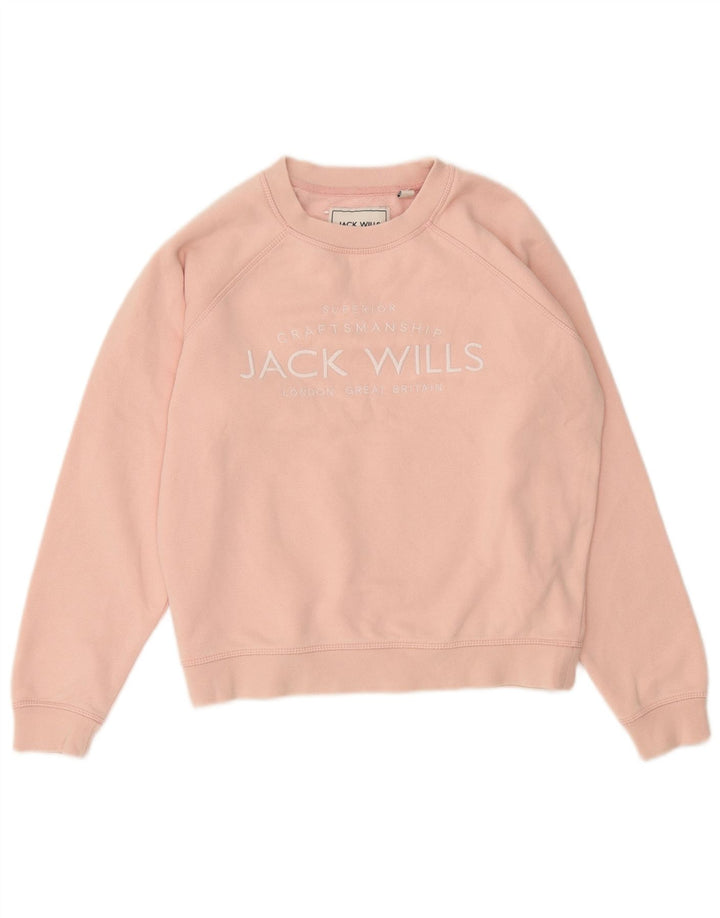 Женский джемпер большого размера с рисунком Jack Wills, Великобритания, 6, маленький розовый