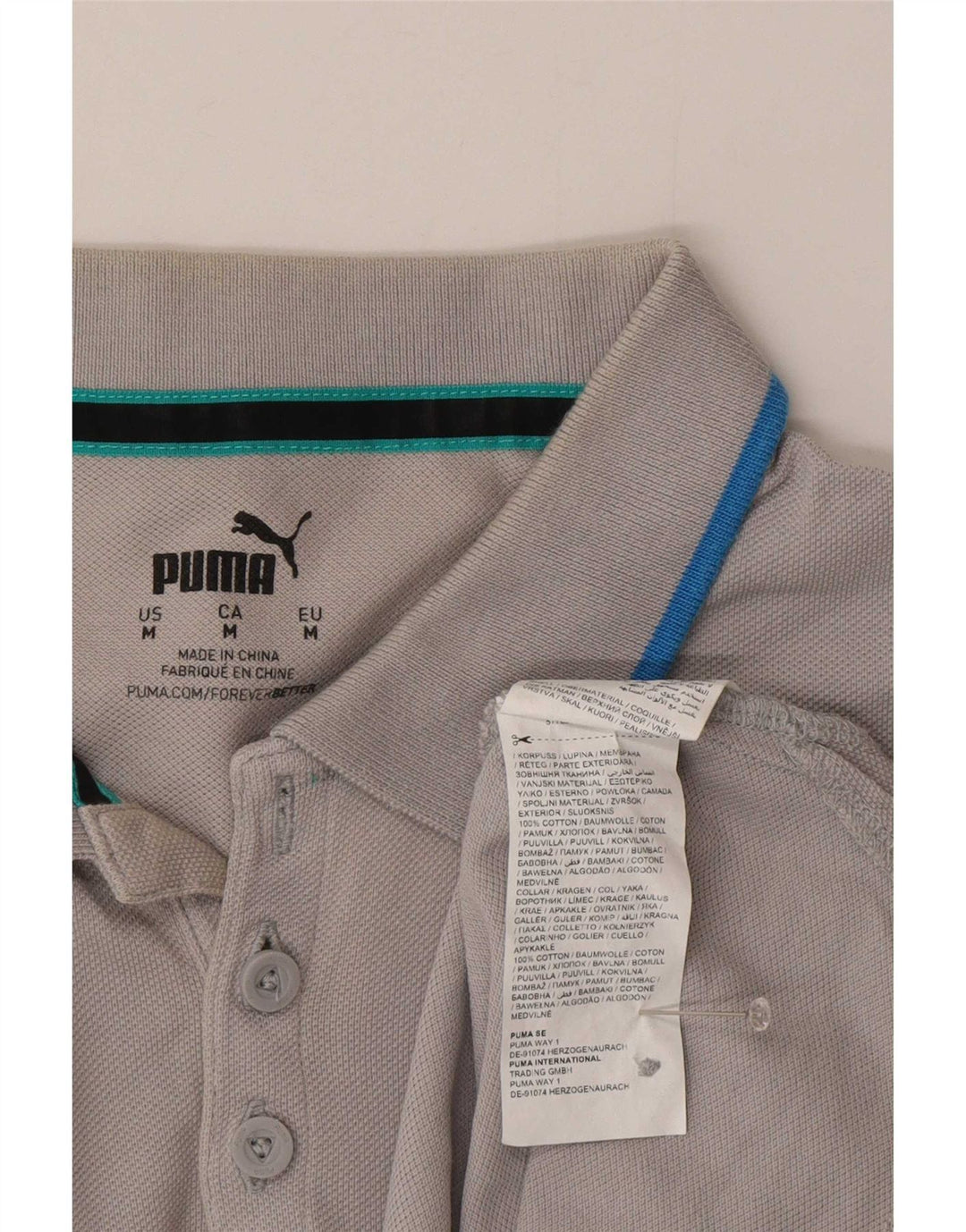 Мужская рубашка поло Puma, хлопковая серая полоска среднего размера