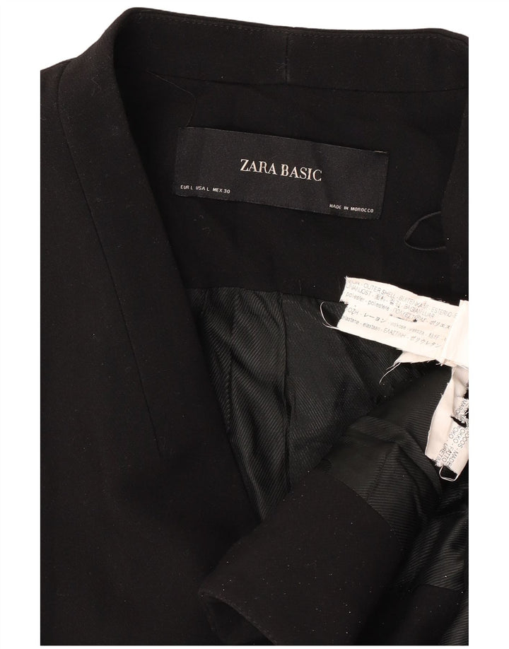 Женский пиджак Zara UK 16, большой черный полиэстер