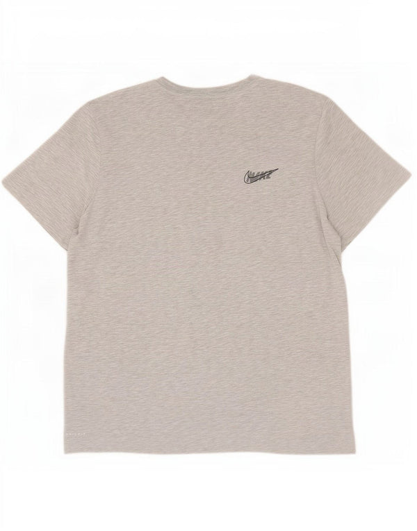 Мужская футболка с рисунком Nike Dri Fit, топ XL, серый хлопок