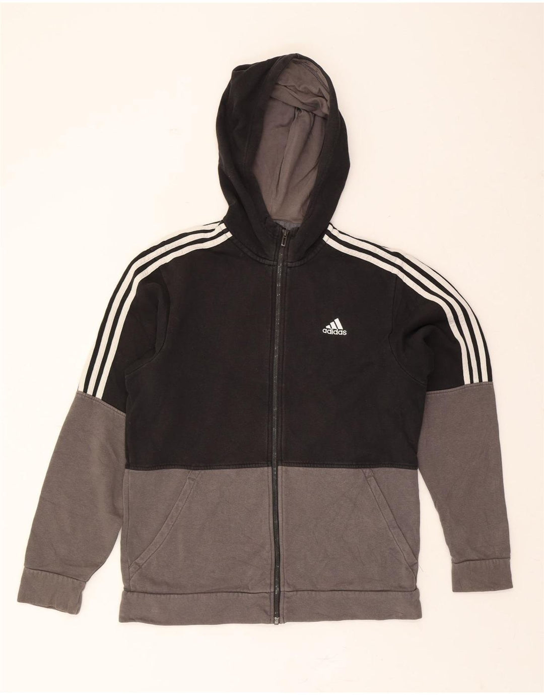 ADIDAS Mens Zip Hoodie Sweater Medium Black Colourblock Cotton Vintage Adidas and Second-Hand Adidas from Messina Hembry 