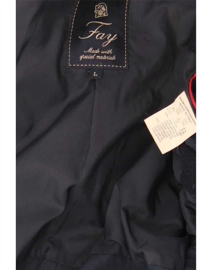 Мужское пальто Fay UK 40, большое темно-синее из натуральной шерсти