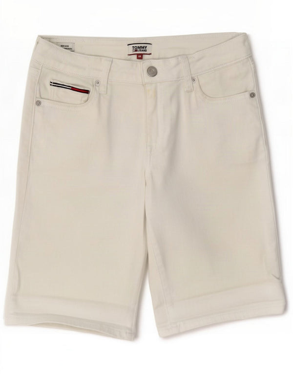 Tommy Hilfiger Женские джинсовые шорты-бермуды со средней посадкой, маленькие W28, белый хлопок