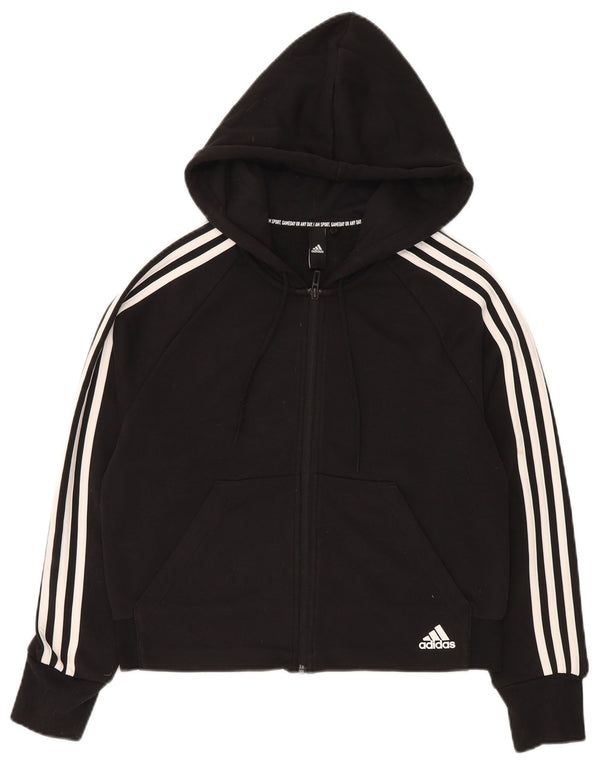 Женский свитер с капюшоном на молнии Adidas UK 12, средний черный, хлопок