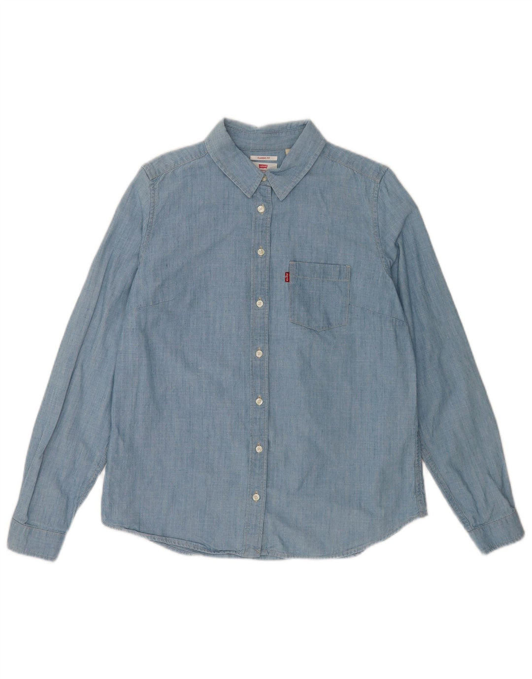Женская рубашка классического кроя Levi's UK 14, хлопок среднего синего цвета