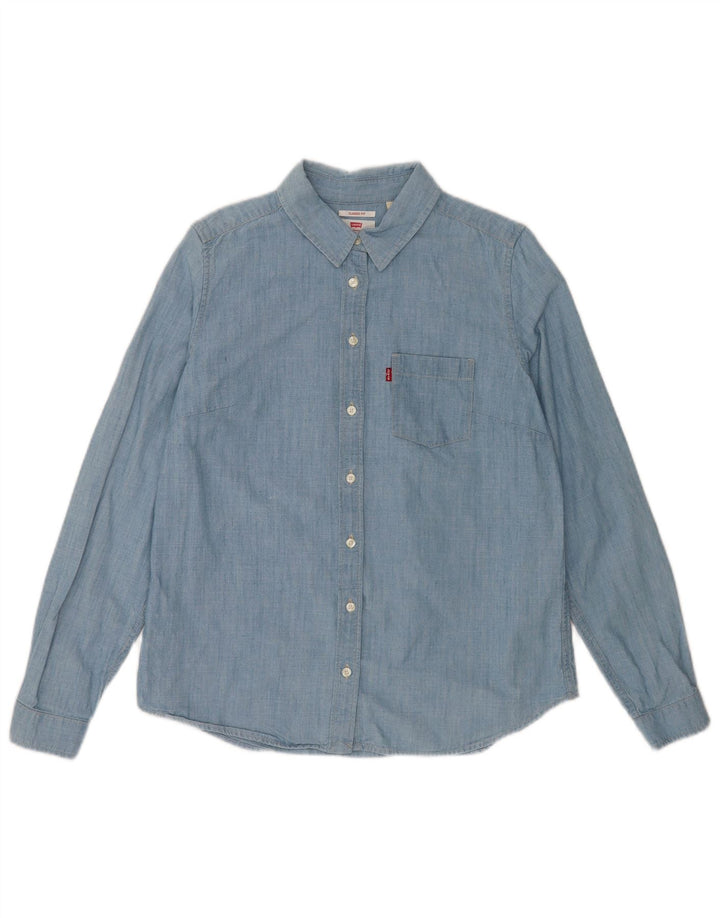 Женская рубашка классического кроя Levi's UK 14, хлопок среднего синего цвета