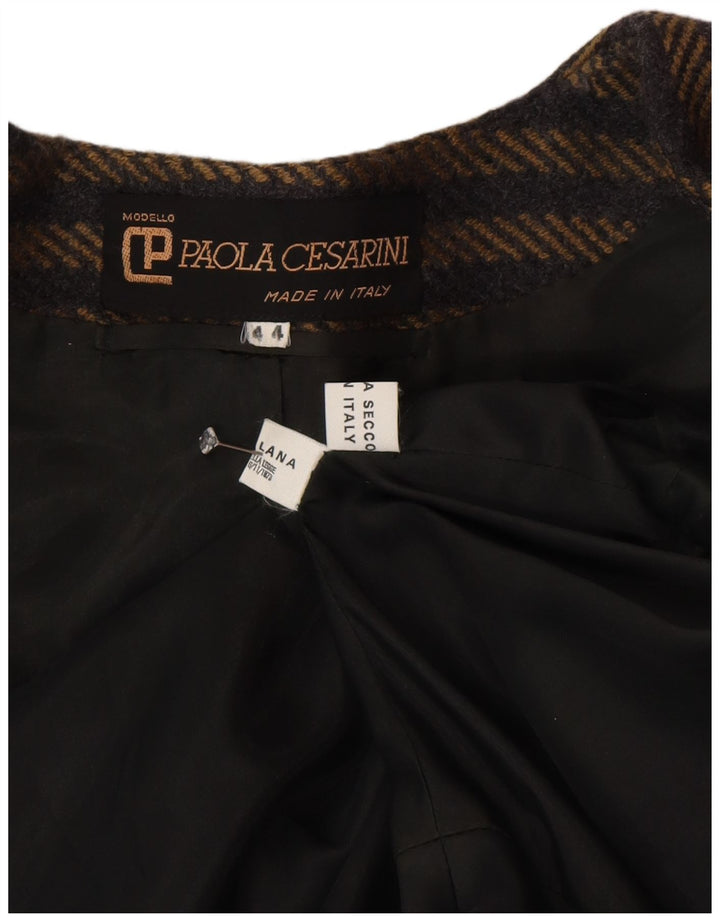 Винтажный женский двубортный пиджак IT 44, средний коричневый в полоску