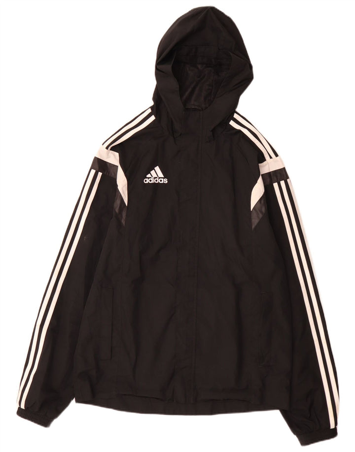 Мужская дождевик Adidas с капюшоном UK 36, маленький черный полиэстер с цветными блоками