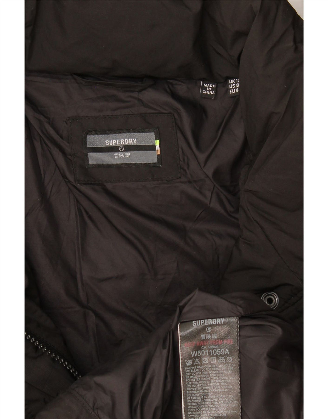 Женская стеганая куртка Superdry UK 12, средний черный полиэстер