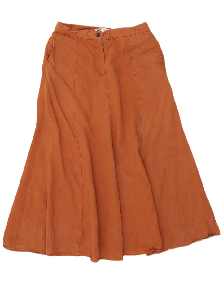 Zara Женская юбка-трапеция, большая W32, коричневый лиоцелл