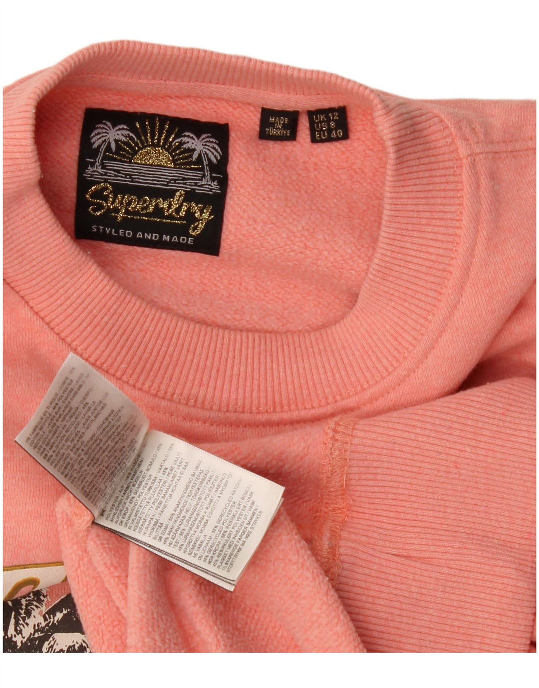 Женский джемпер большого размера с рисунком Superdry UK 12, средний розовый