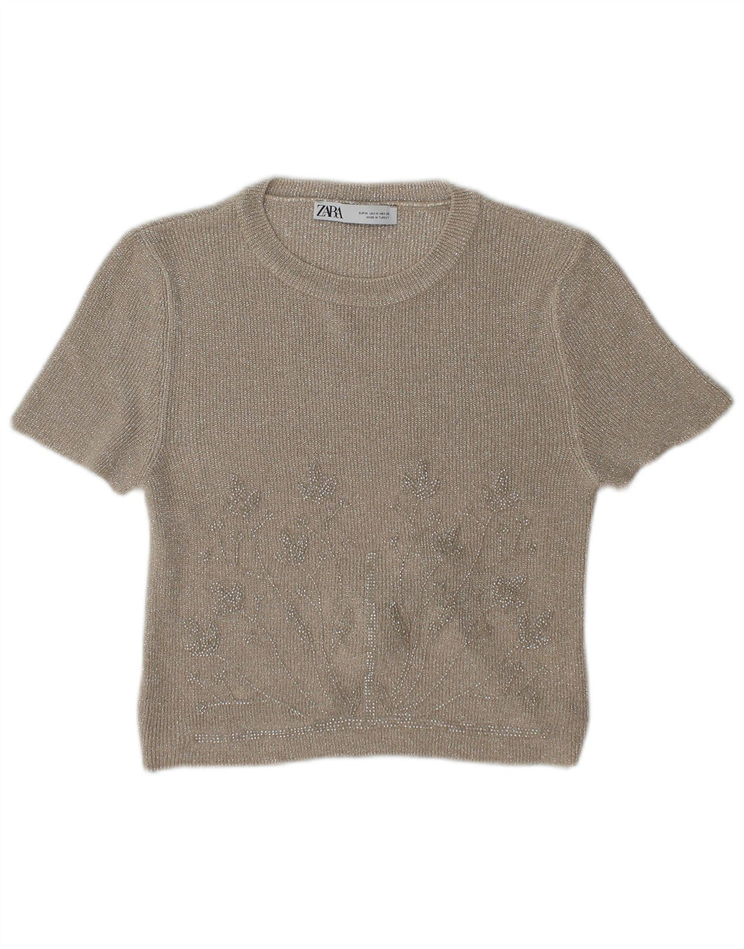 Женская укороченная блузка Zara UK 12, средний бежевый