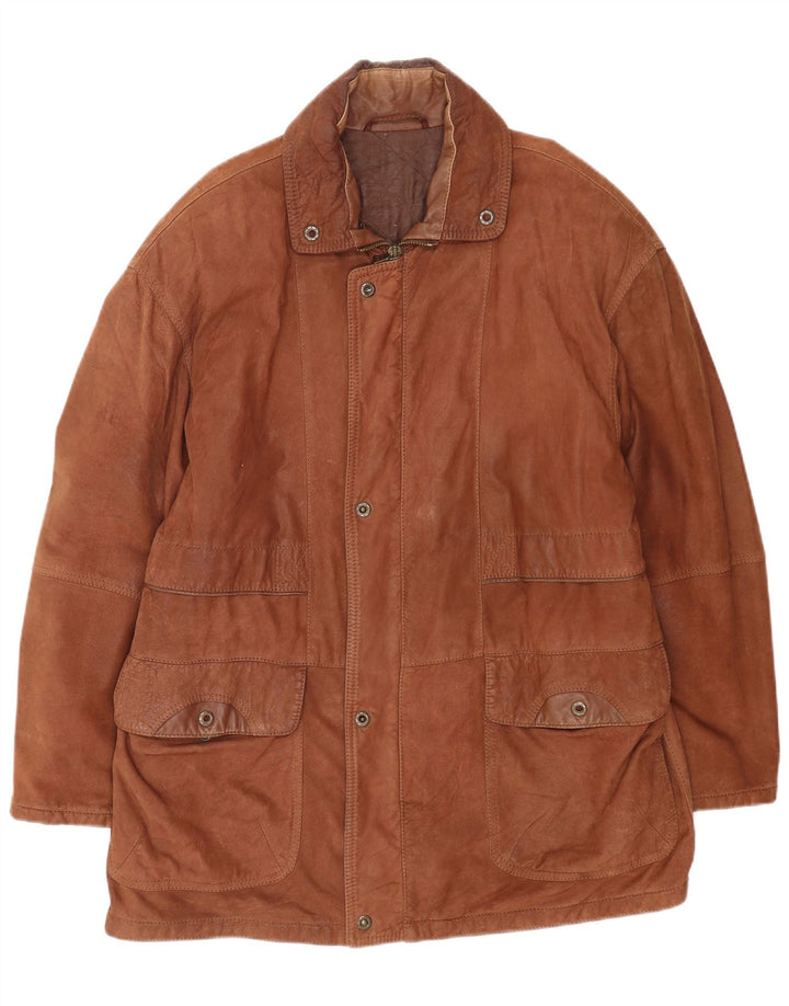 Винтажная мужская кожаная куртка IT 52 XL Коричневая кожаная