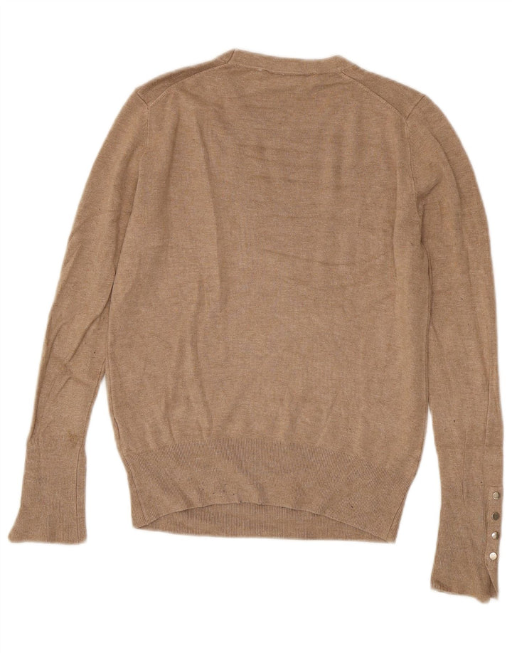Женский джемпер с круглым вырезом Zara UK 12, средний коричневый цвет