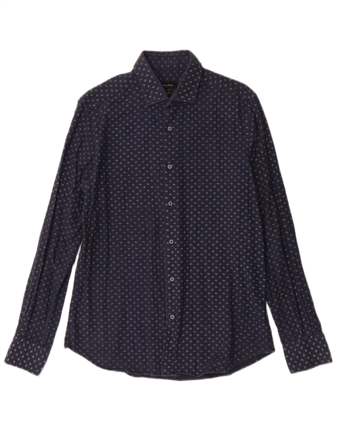 Мужская рубашка Massimo Dutti среднего размера, темно-синяя, хлопок с пейсли