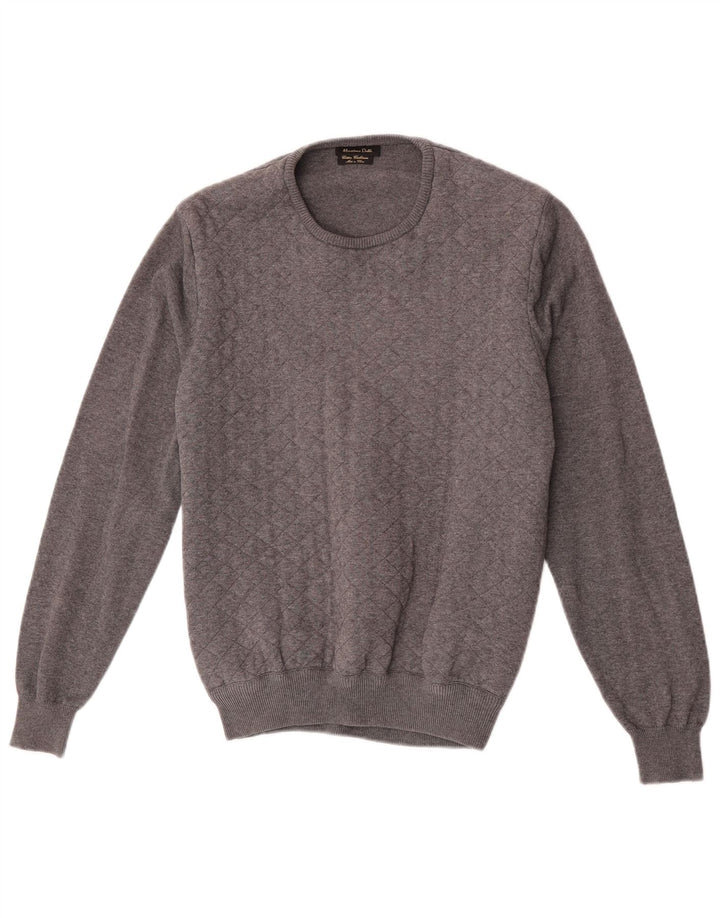 Женский джемпер с круглым вырезом Massimo Dutti UK 14, средний серый полиэстер