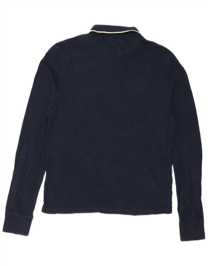 Мужская рубашка поло приталенного кроя с длинным рукавом PENGUIN, темно-синяя, среднего размера