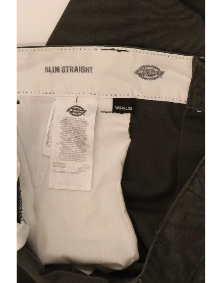 Мужские прямые узкие брюки-чинос Dickies W34 L32, зеленый полиэстер