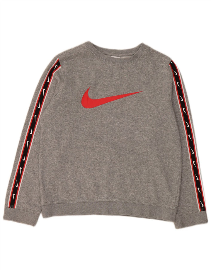 Джемпер с рисунком Nike для мальчиков 12–13 лет, большой серый с цветными блоками